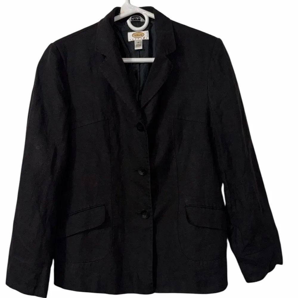 Talbots Petite Black Irish Linen Blazer(Size 12)